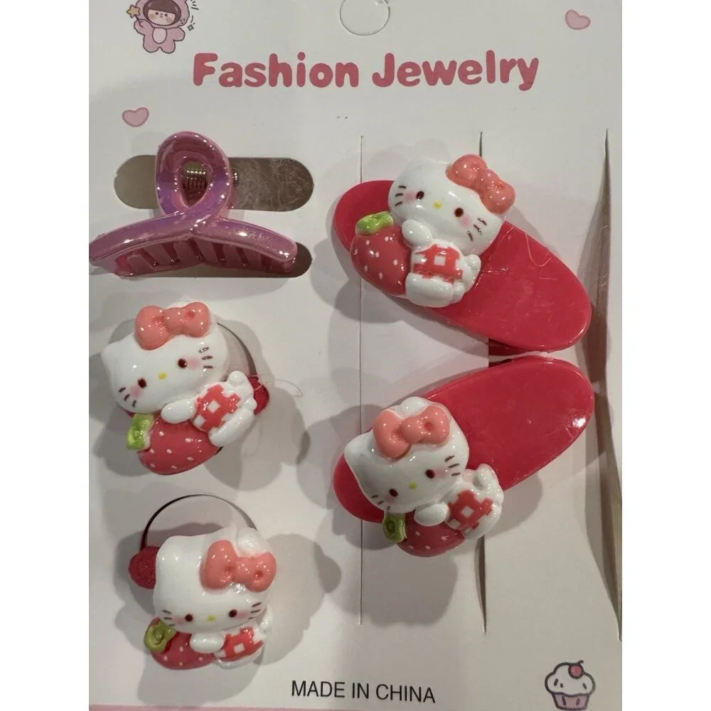 Hello Kitty Fashion Colorful Sweet Pink Barrette Cute Hair Clip for Girls 5 PC